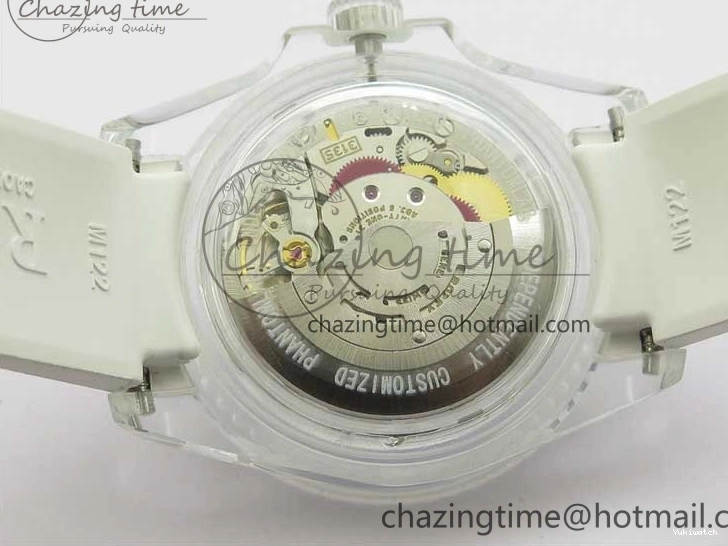 Best Phantomlab Edition 3AF White Dial Submariner VR3135 on Strap Rubber Blue Transparent Light 1109